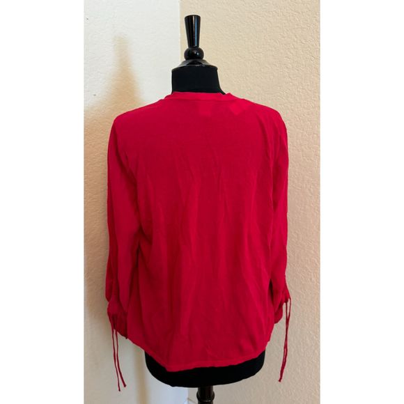 Chico's 3/4 Tie Ruched Sleeve  Open Light Cardigan-Sz 1 (8/M) - Picture 4 of 12